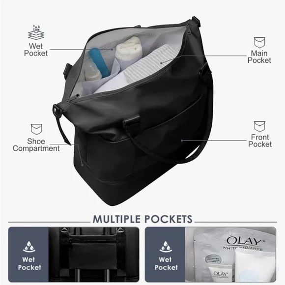 Black travel / work / gym tote bag - Picture 8 of 9